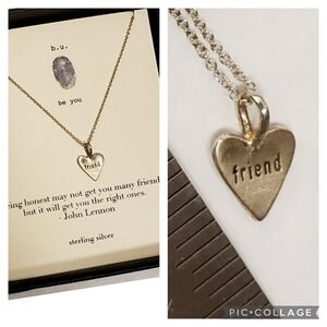 b.u. Sterling “Friend” Heart Charm Necklace So Valentine~!